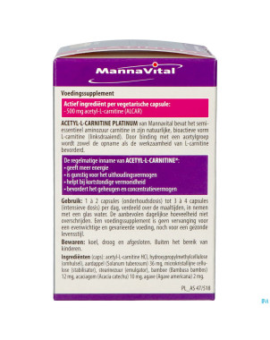 Mannavital acetyl l-carnitine platinum   v-caps 60