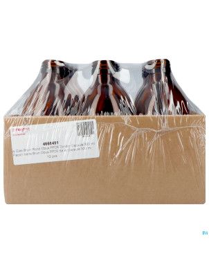 Flacon verre brun obus pp28 s/capsule 300ml    12