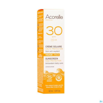Acorelle creme solaire visage spf30 40ml