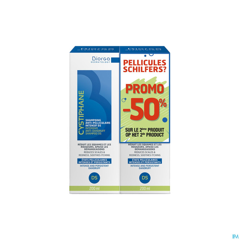 Cystiphane shampoo a/pell intensif ds 2x200ml duo