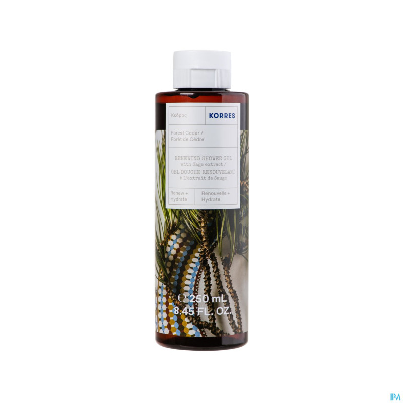 Korres km gel douche renouvelant foret credre250ml