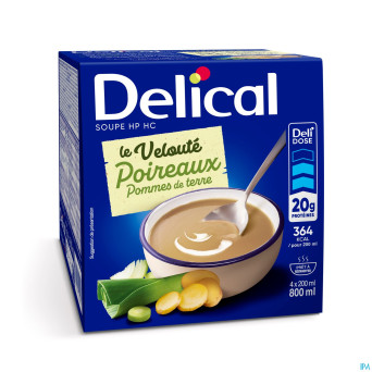 Delical soupe veloute poireaux pdt & creme 4x200ml