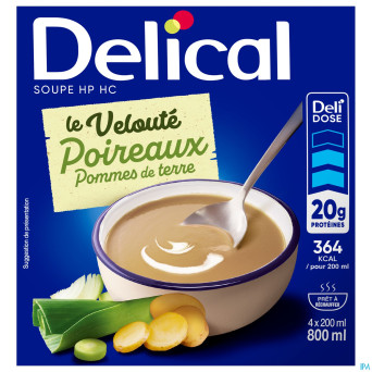 Delical soupe veloute poireaux pdt & creme 4x200ml