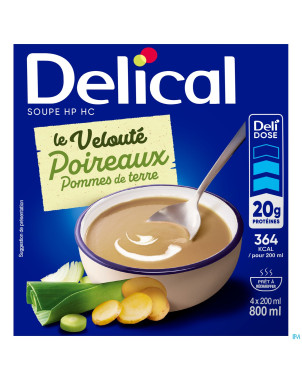 Delical soupe veloute poireaux pdt & creme 4x200ml