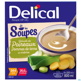 Delical soupe veloute poireaux pdt & creme 4x200ml