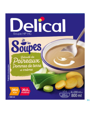 Delical soupe veloute poireaux pdt & creme 4x200ml