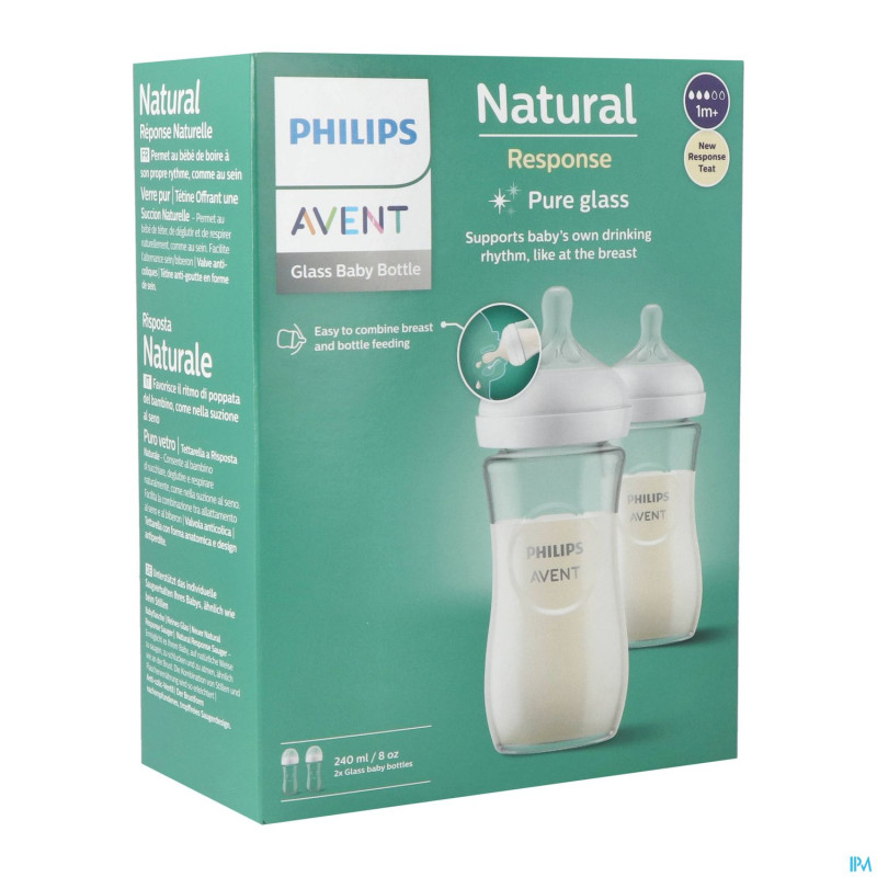 Philips avent natural 3.0 biberon verre duo2x240ml