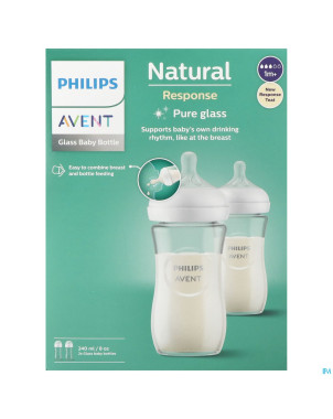 Philips avent natural 3.0 biberon verre duo2x240ml