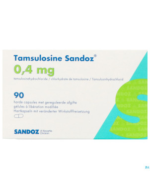 Tamsulosine sandoz 0,4mg lib.modif.    caps 90 pip
