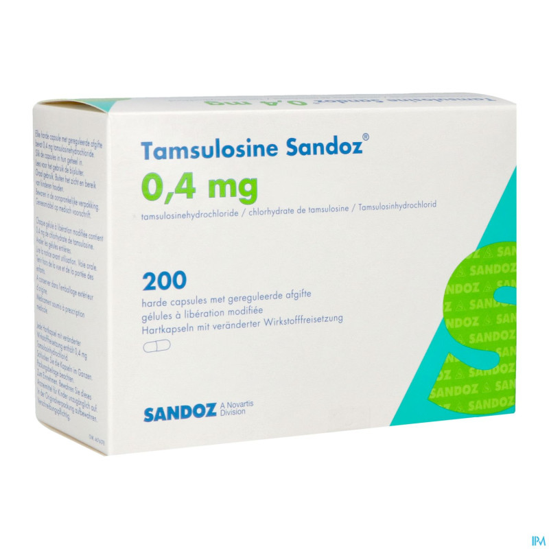 Tamsulosine sandoz 0,4mg lib.modif. caps 200 pip