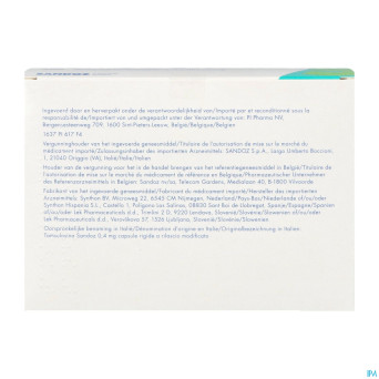 Tamsulosine sandoz 0,4mg lib.modif. caps 200 pip