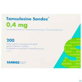 Tamsulosine sandoz 0,4mg lib.modif. caps 200 pip
