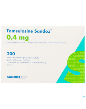 Tamsulosine sandoz 0,4mg lib.modif. caps 200 pip