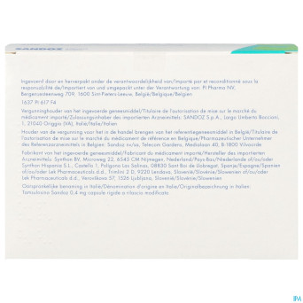 Tamsulosine sandoz 0,4mg lib.modif. caps 200 pip