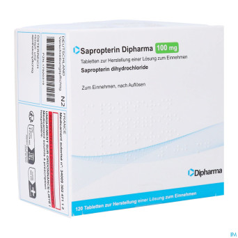 Sapropterin dipharma 100mg comp sol 120