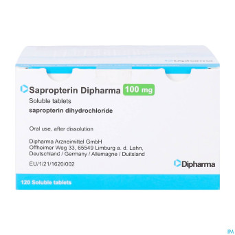 Sapropterin dipharma 100mg comp sol 120