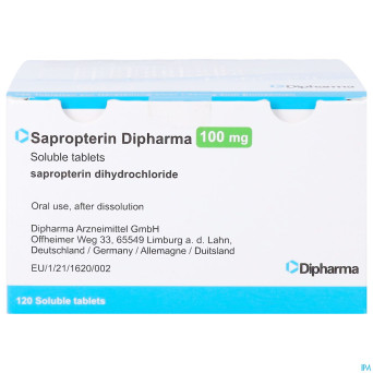 Sapropterin dipharma 100mg comp sol 120