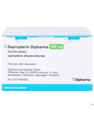 Sapropterin dipharma 100mg comp sol 120