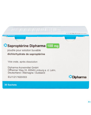 Sapropterin dipharma 100mg pdr sol buv. sach 30