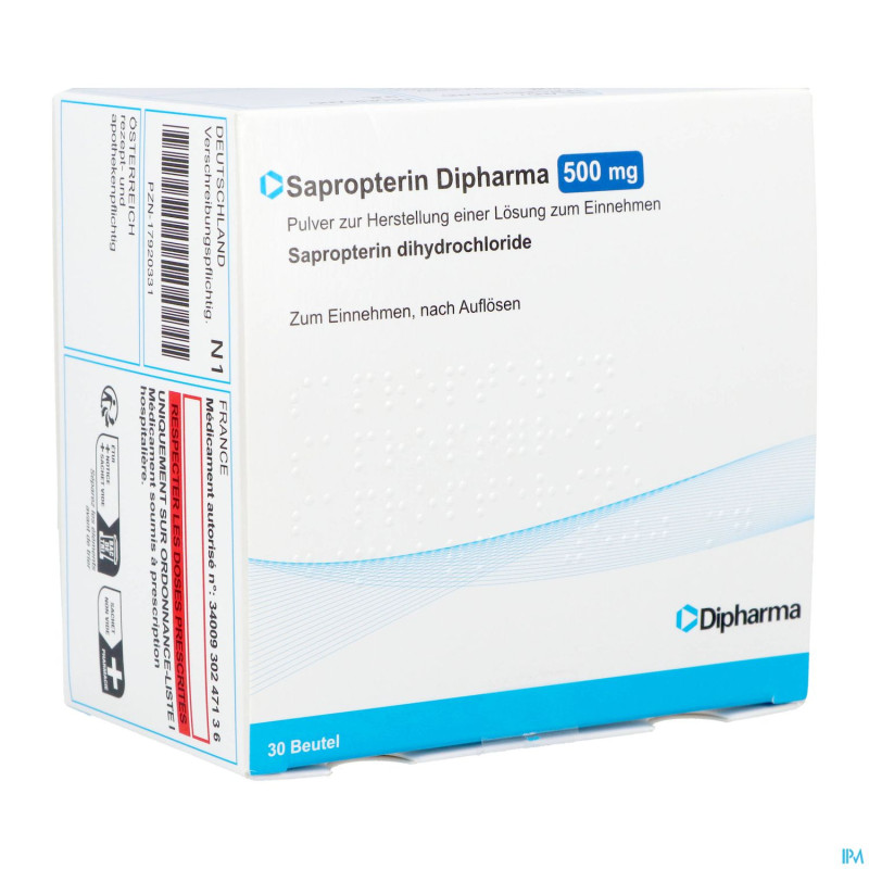 Sapropterin dipharma 500mg pdr sol buv. sach 30