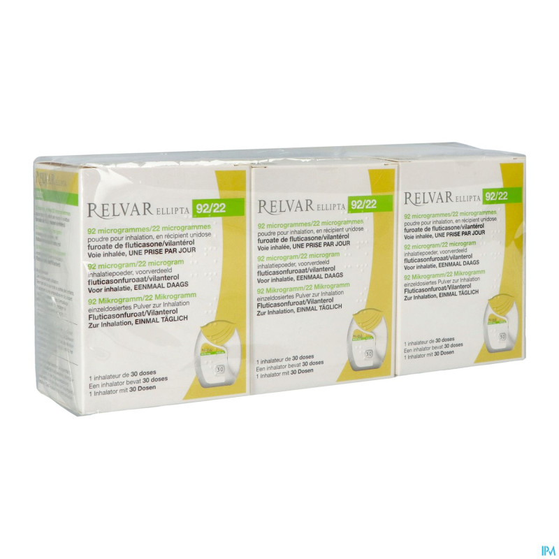 Relvar ellipta  92/22mcg pdr inhal    3x30dose pip