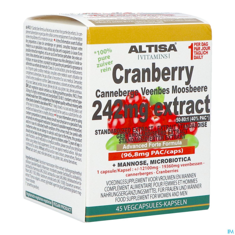 Altisa cranberry 242mg extrait advanced  v-caps 45