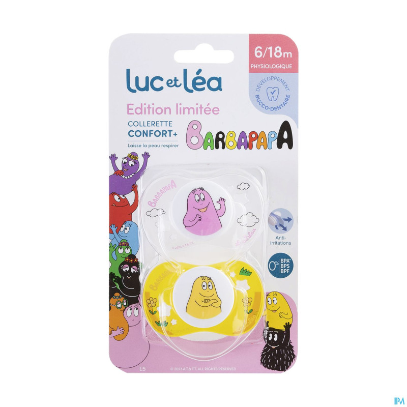 Luc&lea duo sucette phys 6-18m barbapapa anneau  2