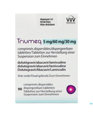 Triumeq 5mg/60mg/30mg    comp dispers. 90