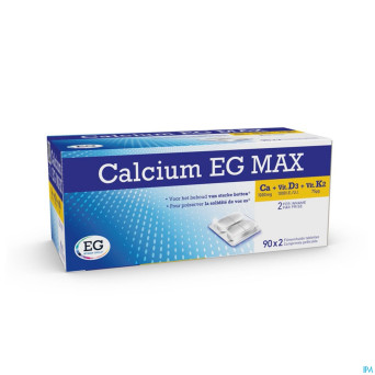 Calcium eg max k2 1g/1000ui/75mcg comp pell 90x2