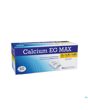 Calcium eg max k2 1g/1000ui/75mcg comp pell 90x2