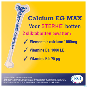 Calcium eg max k2 1g/1000ui/75mcg comp pell 90x2