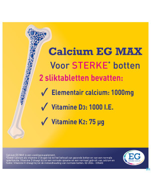 Calcium eg max k2 1g/1000ui/75mcg comp pell 90x2