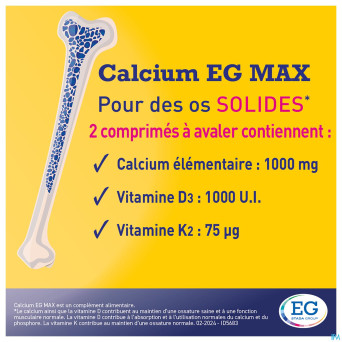 Calcium eg max k2 1g/1000ui/75mcg comp pell 90x2