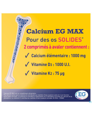Calcium eg max k2 1g/1000ui/75mcg comp pell 90x2