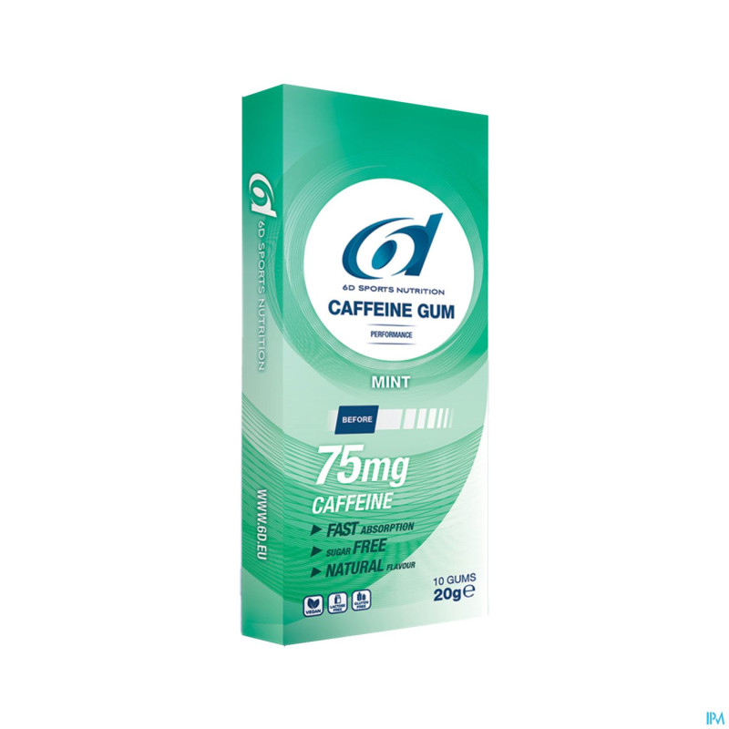 6d sports caffeine 75mg gum mint 10x2g