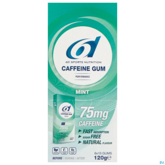 6d sports caffeine 75mg gum mint 60x2g