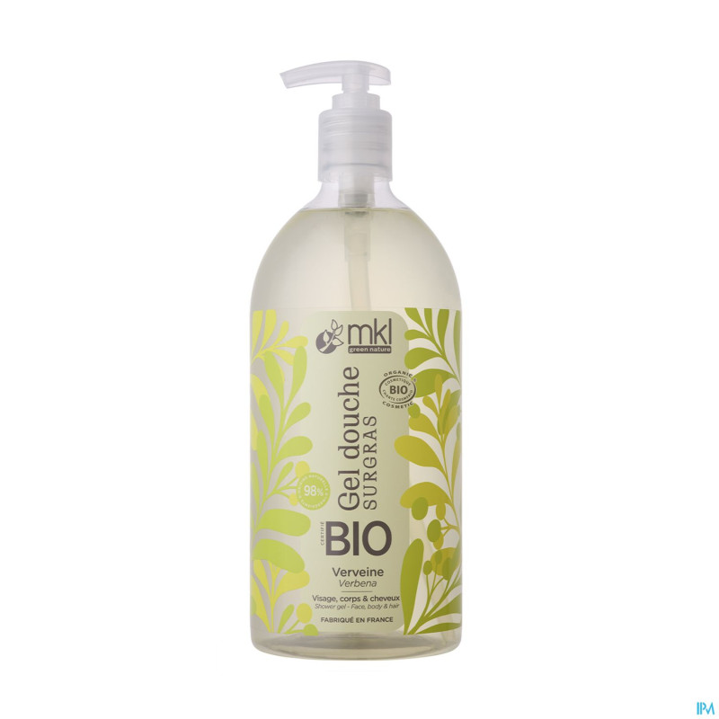 Mkl gel douche bio verveine fl pompe 1l
