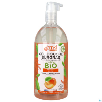 Mkl gel douche bio abricot fl pompe 1l