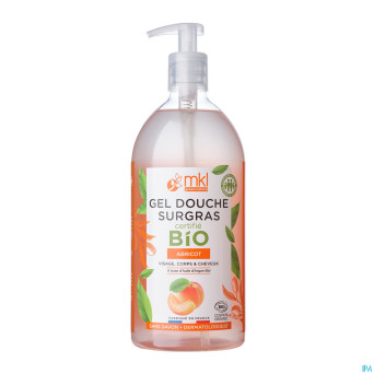Mkl gel douche bio abricot fl pompe 1l