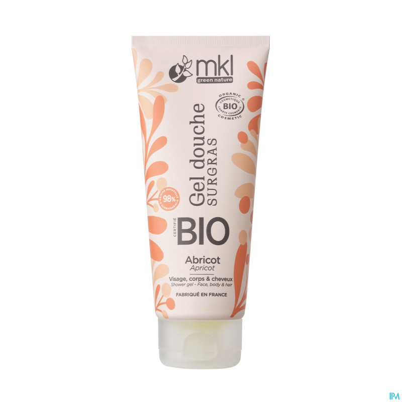 Mkl gel douche bio abricot fl 200ml