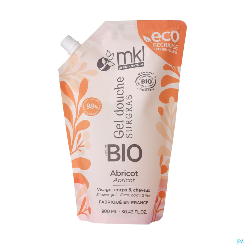 Mkl gel douche bio abricot recharge 900ml