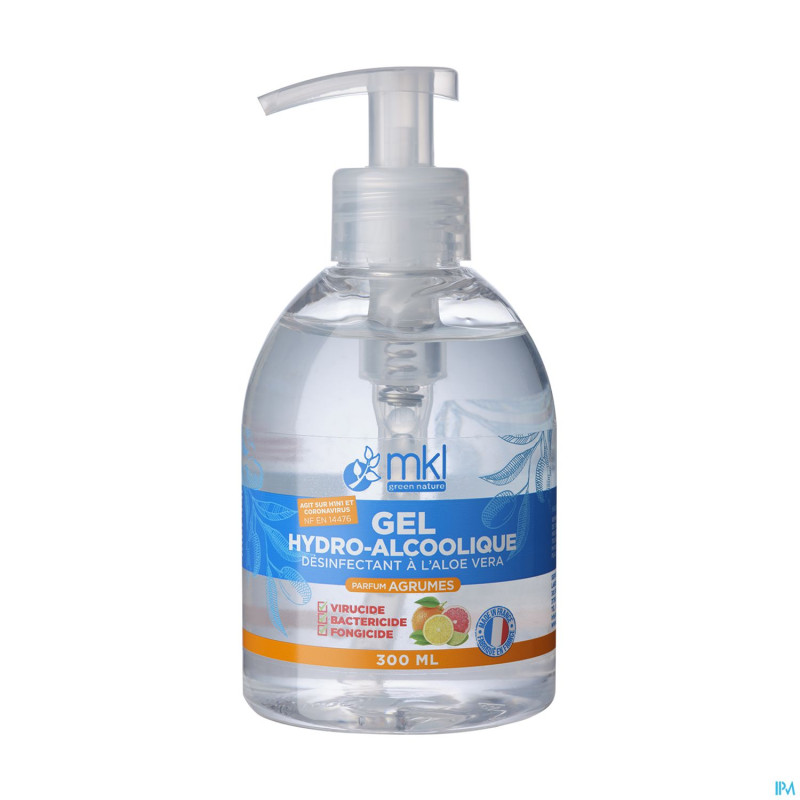 Mkl gel hydroalcoolique agrumes fl pompe 300ml