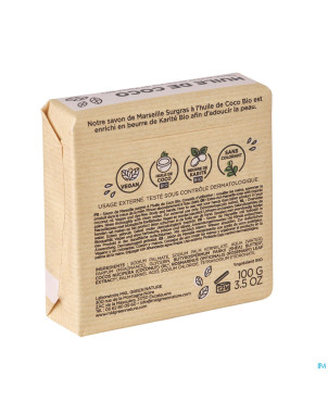 Mkl savon marseille surgras huile coco 100g