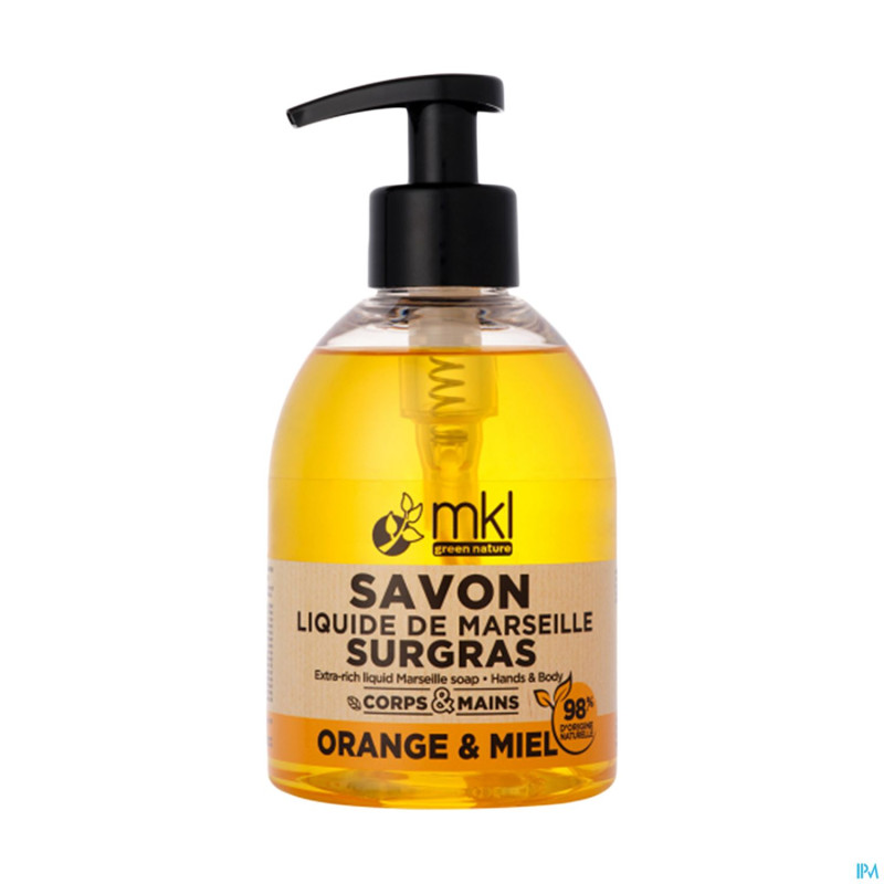 Mkl savon liquide marseille surgr.orange&miel300ml