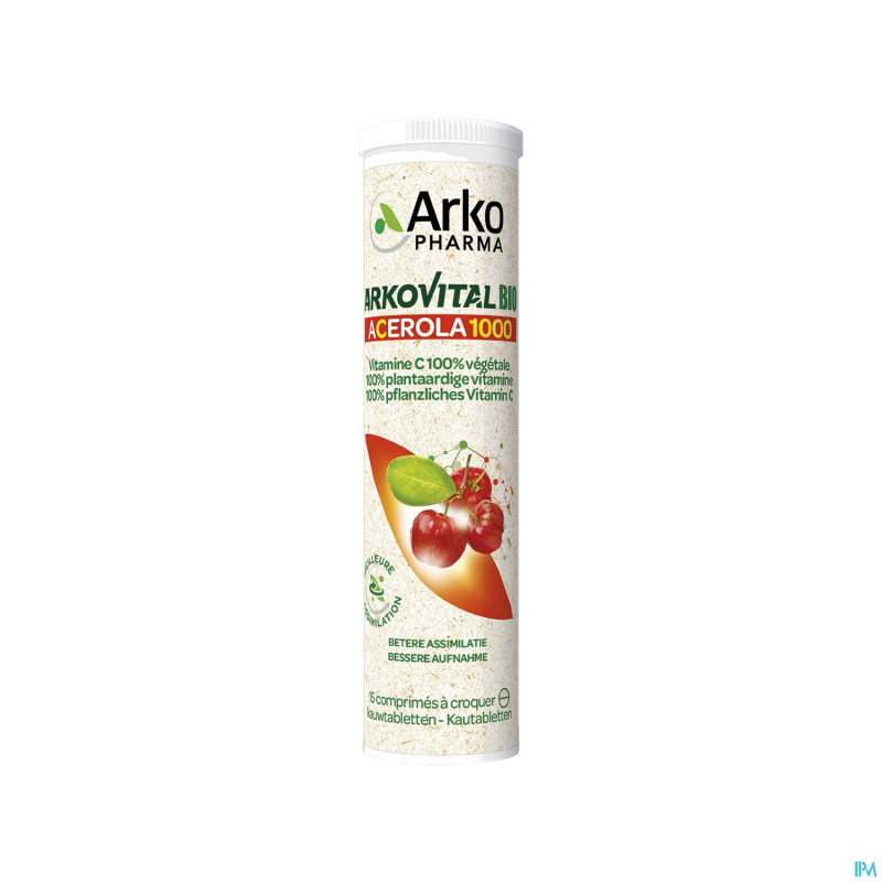 Arkovital acerola 1000 bio comp a croquer 15
