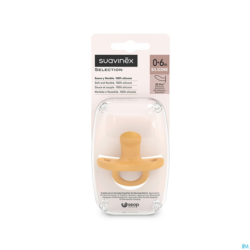 Suavinex essence soother sili. flat 0-6m mustard