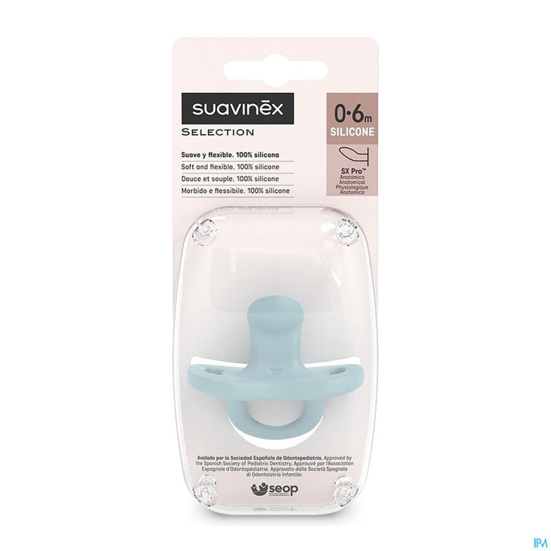 Suavinex essence soother sili. flat 0-6m blue
