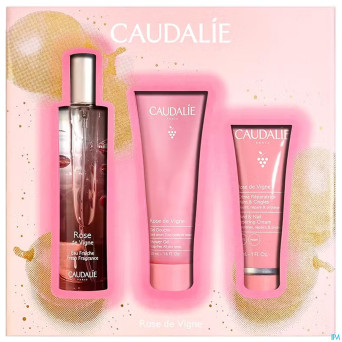 Caudalie coffret noel eau fraiche rose 3 prod.
