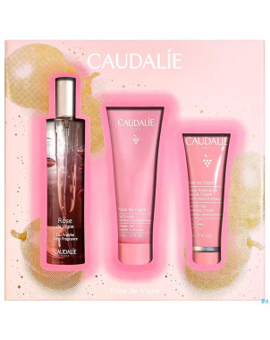 Caudalie coffret noel eau fraiche rose 3 prod.