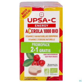Upsa c energy acerola 1000mg comp croq30x3 2+1prom
